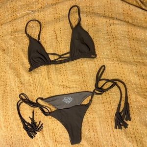 Acacia Swimwear Set in Chocolate Ribbed